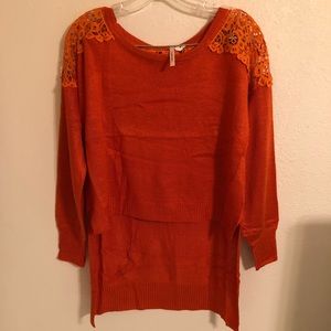 Orange Lace Cropped Sweater Size S